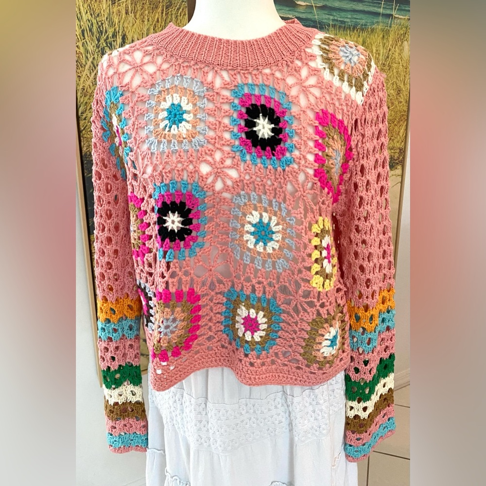 Pink Embroidery Sweater